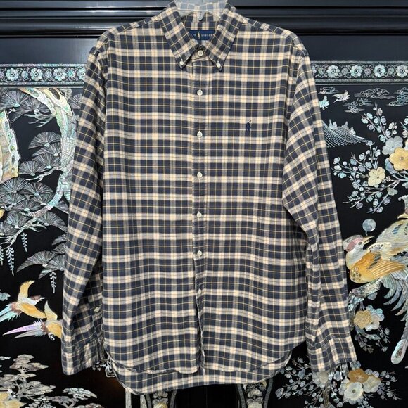 Ralph Lauren Other - Ralph Lauren Navy Windowpane Plaid Button Shirt Long Sleeve Casual Wear L